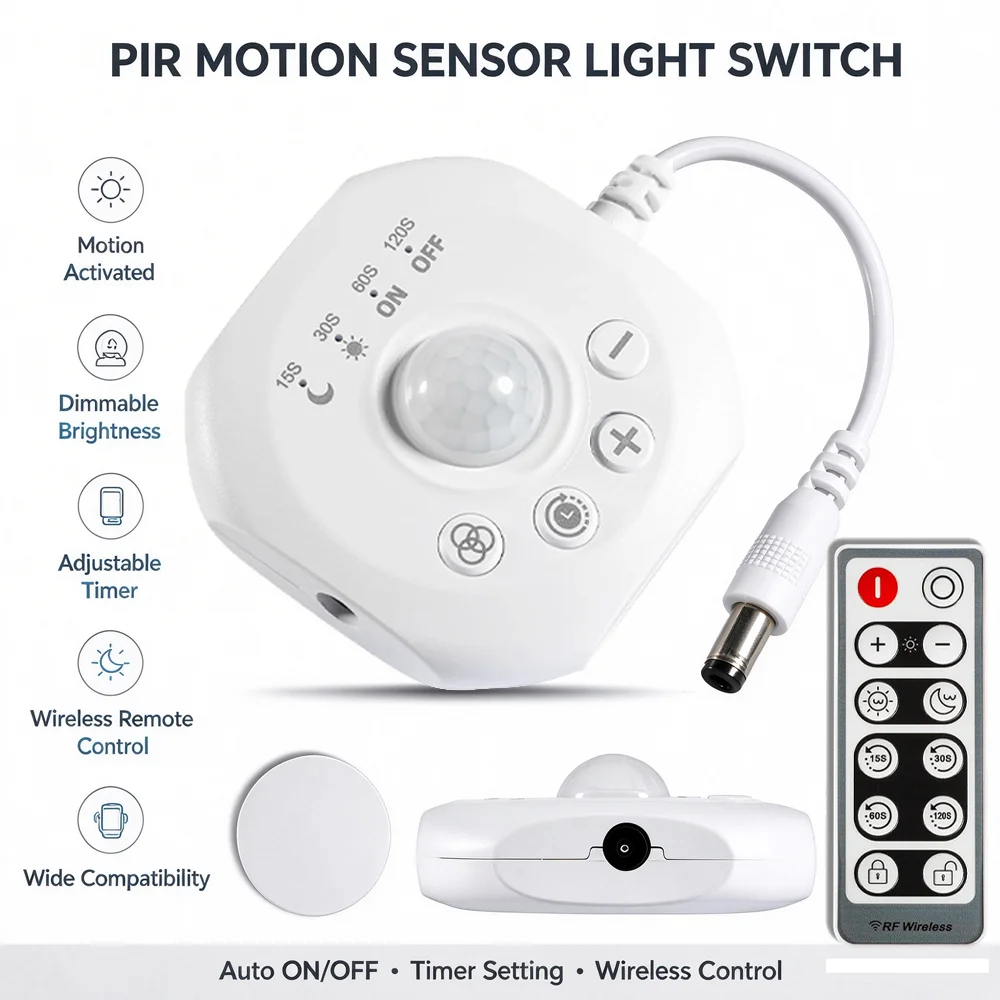 5V 12V 24V PIR Motion Sensor Light Switch LED Strip Controller Monochrome Dimmer DC USB Timer Automatic Movement Detector ON OFF