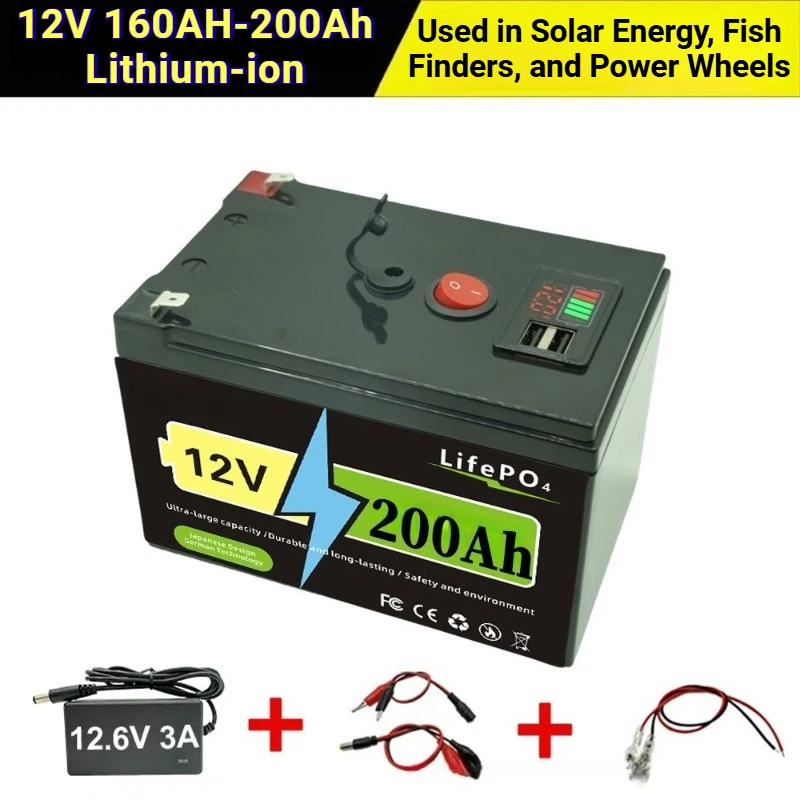 

For High-capacity 12V 160AH-200Ah Lithium-ion LiFePO4 Batteries Used in Solar Energy, Fish Finders, and Power Wheels
