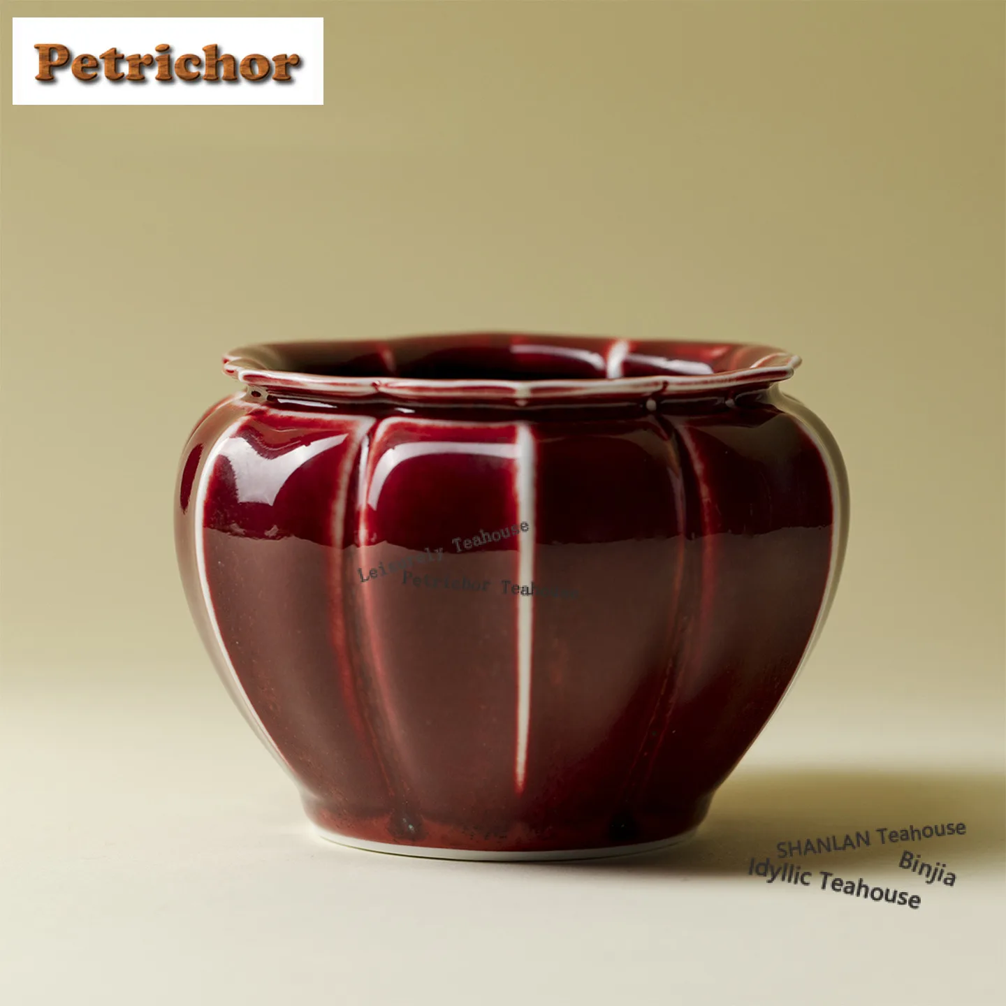 400ml Cowpea Red Kiln Fambe Fingered Citron Jianshui Tea Washing Basin Tea Residue Barrel Tea Dust Cylinder Barrel Chaxi craft