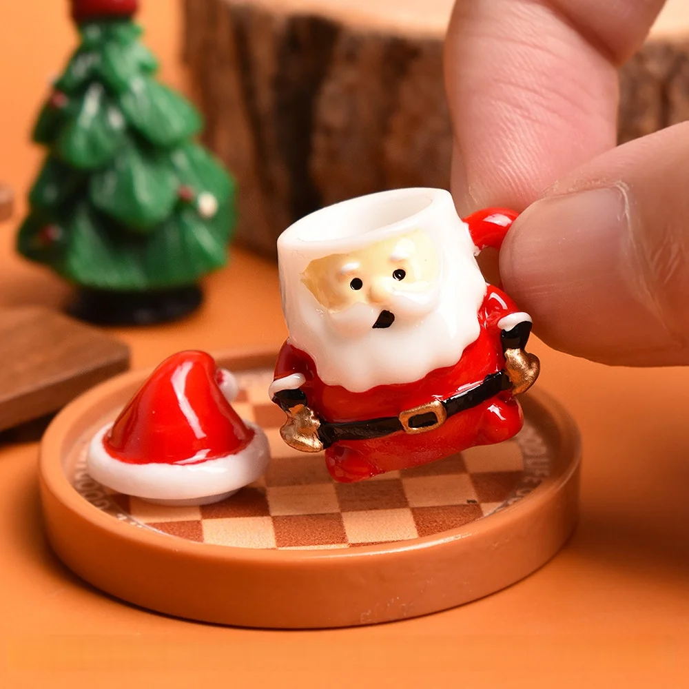 Miniatur-Puppenhaus-Tassen, Schneemänner, Weihnachts-Teetassen DIY Weihnachtsspielzeug-Set, Mini-Dekorationen, Sammlerstücke