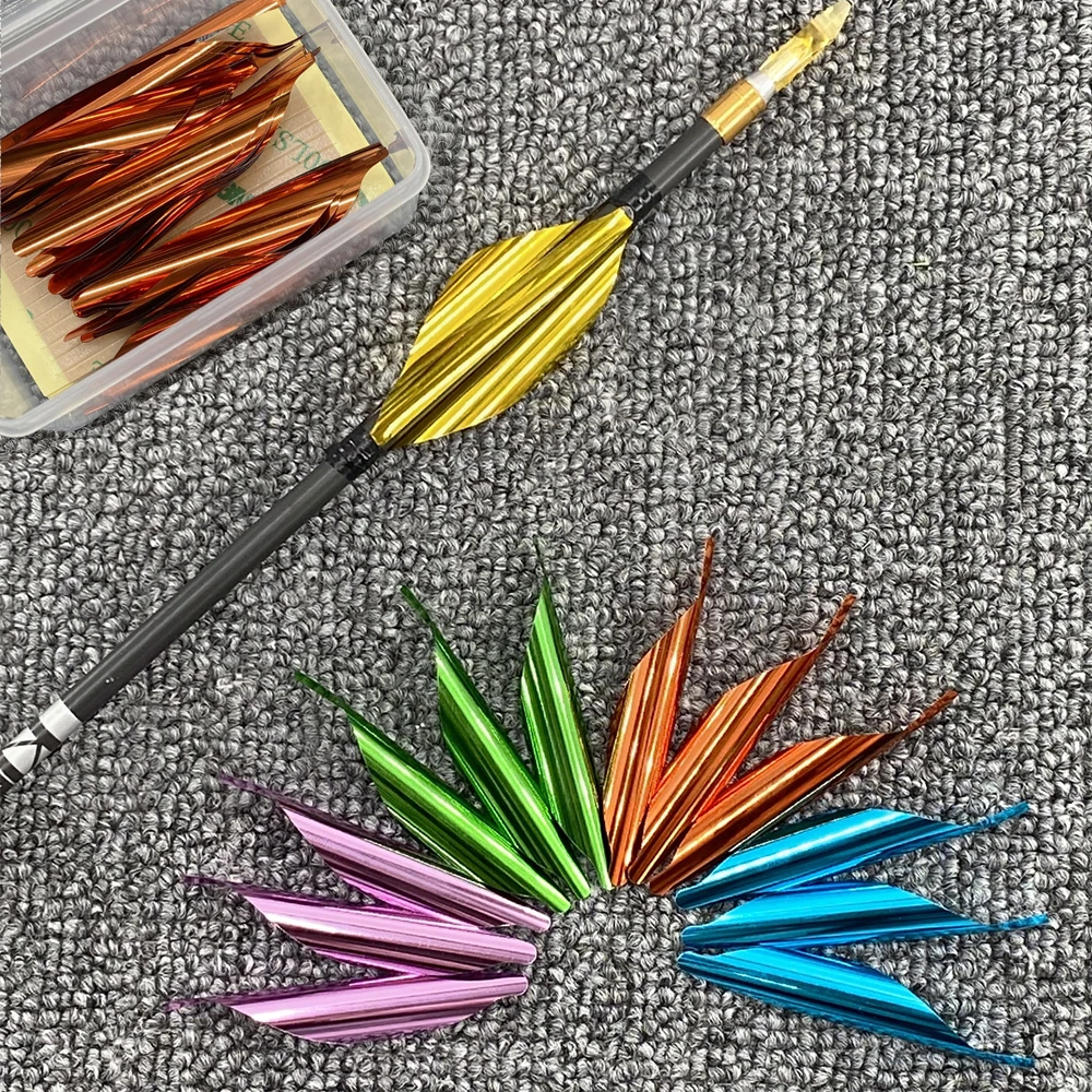 

50pcs Archery Spiral Feather 1.8inch Spin Vanes With Tape Arrow Feathers Rotary Fletches Right/Left Wing DIY Arrow Accessories