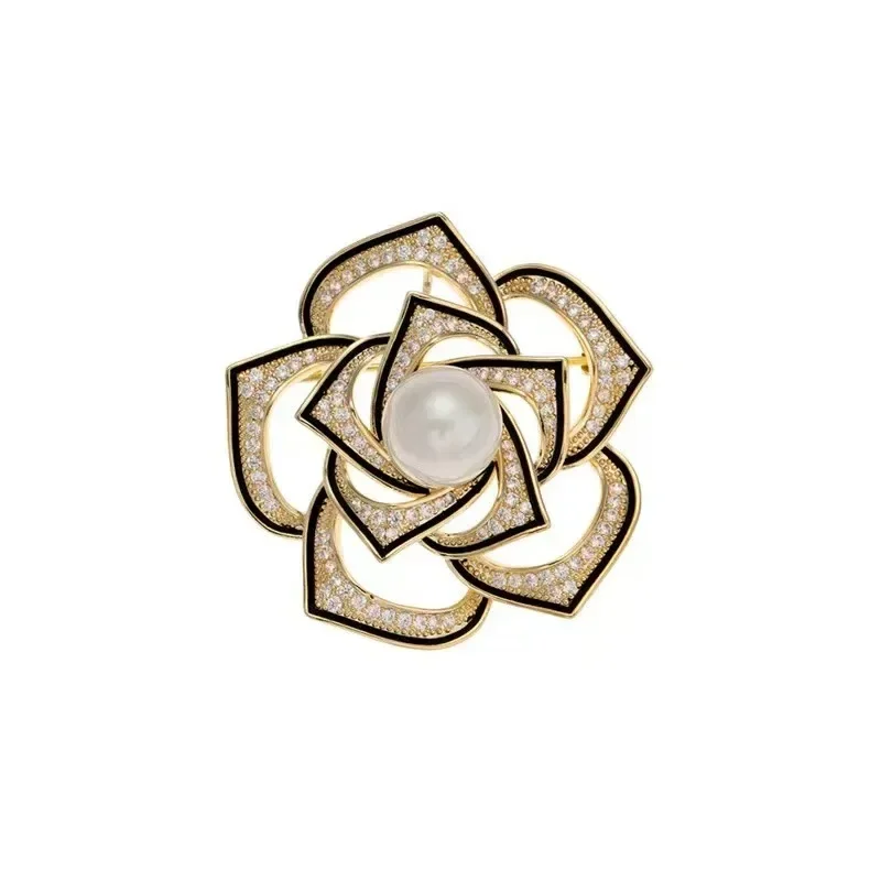 1Pc Exquisite Camellia Brooch for Women Men Fashion Flower Plant Pins Brooches Jewelry Clothing Accessories Party Gifts 2025