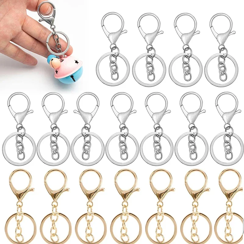 10/5Pcs Lobster Claw Clasp Keychain Metal Lobster Clasp Swivel Clasps Hook With Flat Split Ring Buckle For Key Chain Accessories