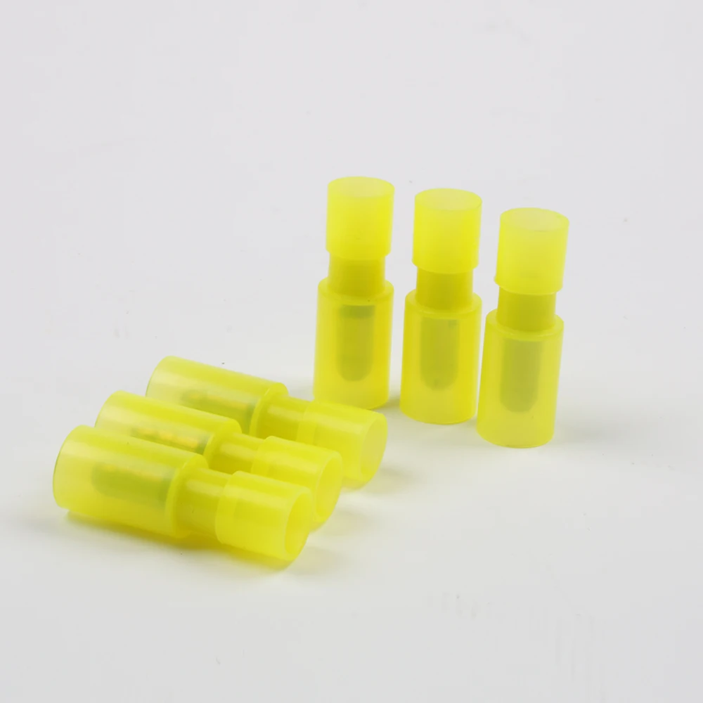 MRFNY0.5-0.75 Nylon brass Bullet Shaped Male Joint Wire Connector Electrical Crimp Terminal 100PCS AWG22-18 0.5-0.75mm2
