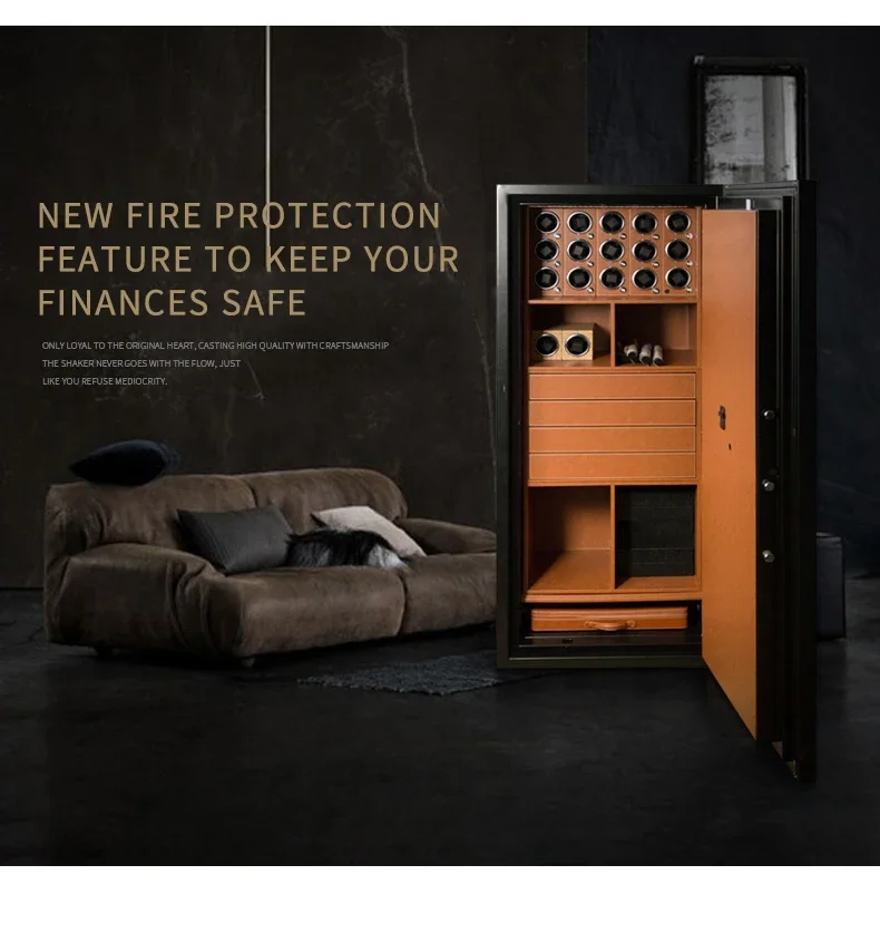 New Luxury Customized Watch Winder Safe Box - Smart Fingerprint Password Lock Watch Storage Box Fireproof and Anti theft Steel S