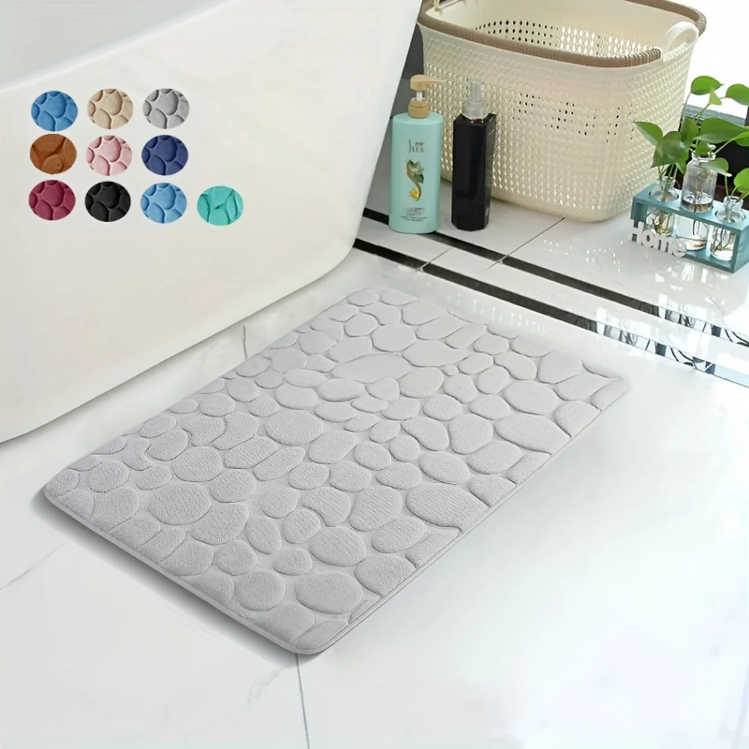 1pc Soft and Non-Slip Memory Foam Bath Rug - Quick Drying Machine Washable Shower Carpet for  and Bathroom - Comfortable Bathroo