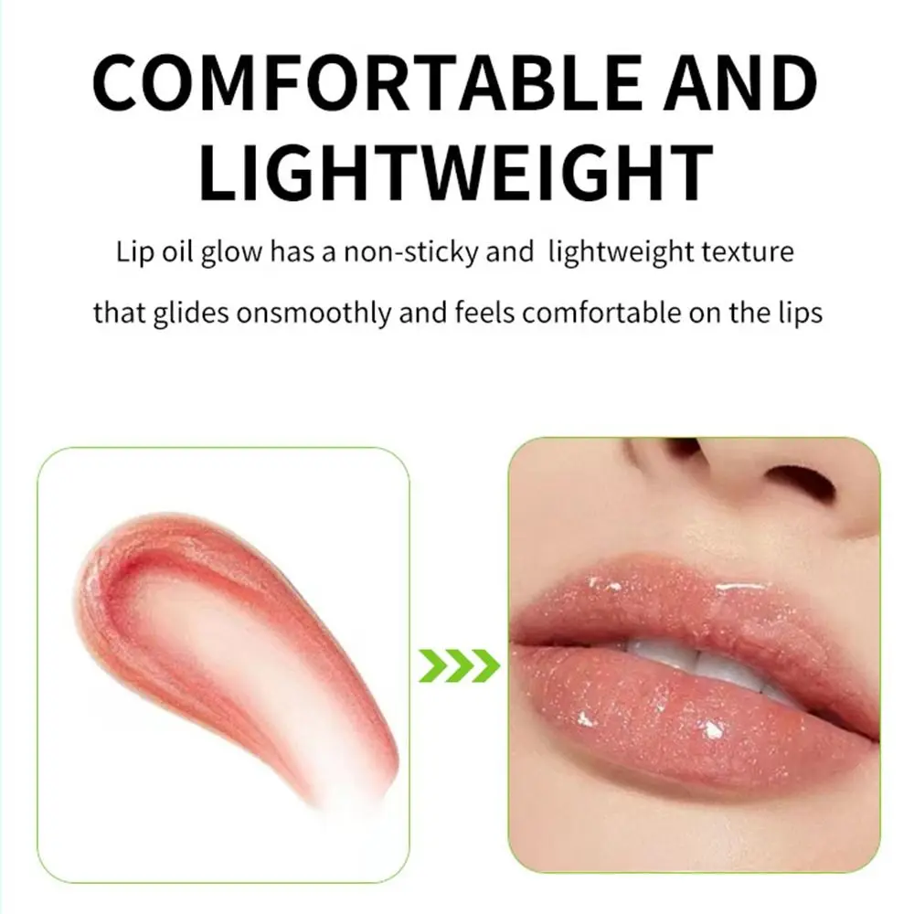 Aceite labial de vidrio hidratante, Pintalabios líquido Natural acuoso portátil, maquillaje brillante y encantador