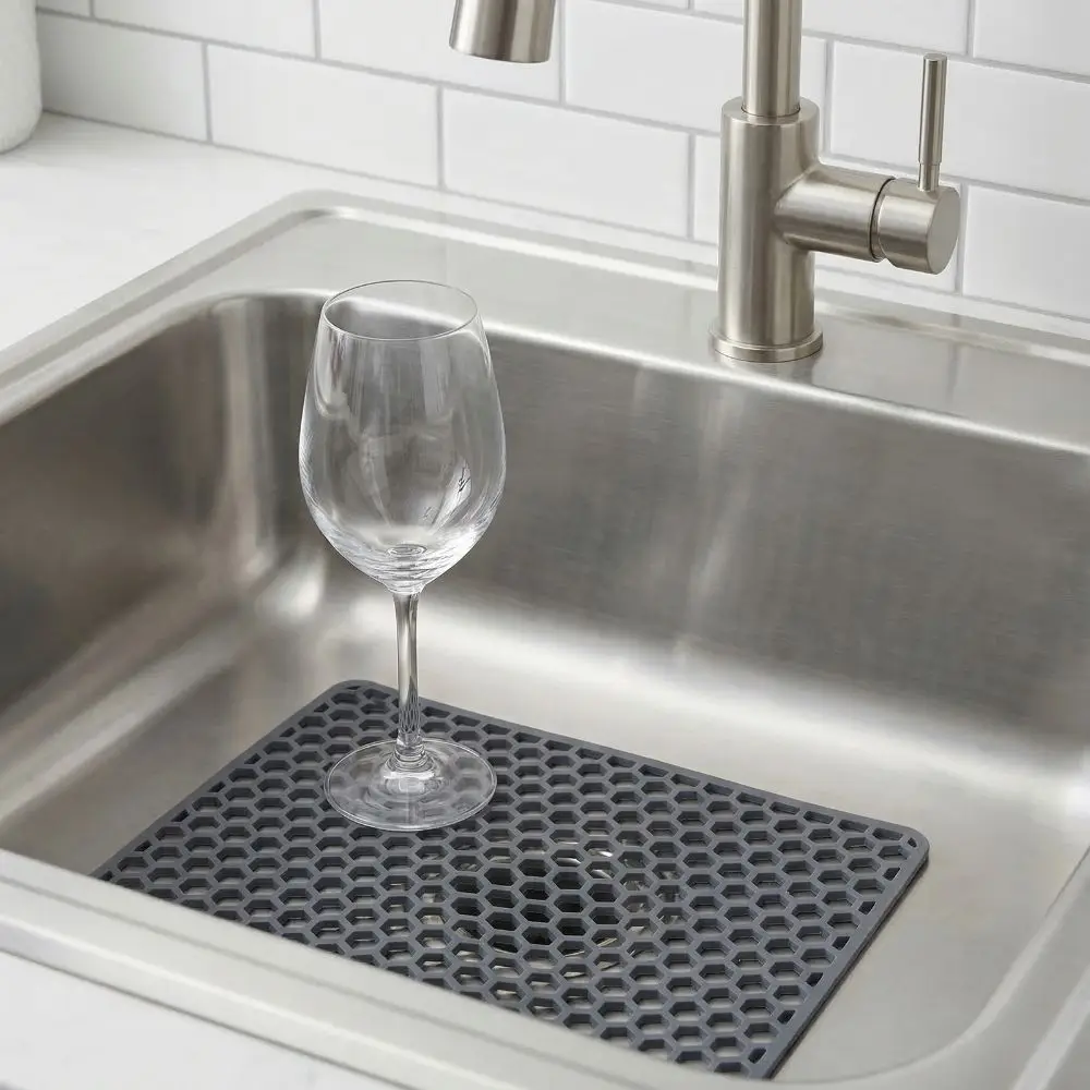 

Kitchen Accessory Mesh Sink Mat Anti-Slip Silicone Sink Protector Quick Drying Durable Dish Drying Pad Kitchen