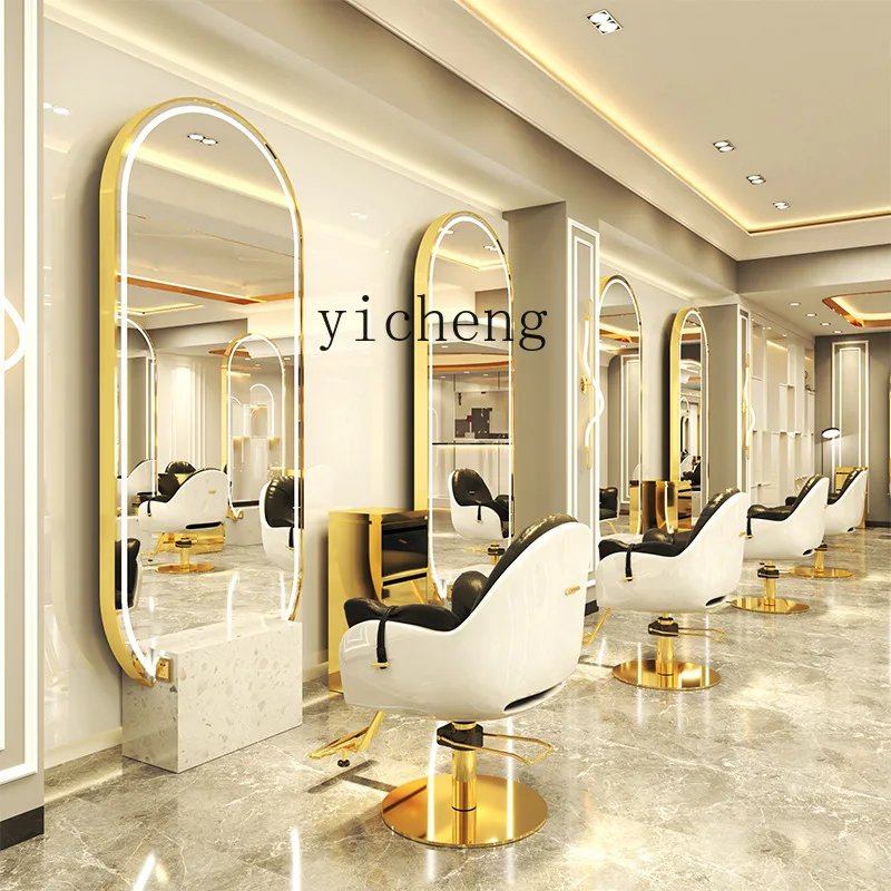 Zc Barber Shop Dressing Table Single-Sided Hair Cutting Mirror Barber Shop Mirror Double-Sided Full-Body Floor Mirror