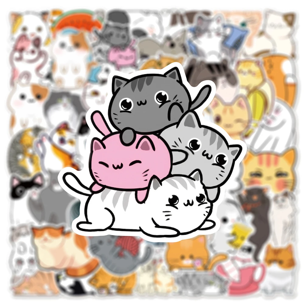 

10/30/50pcs Kawaii Cute Cat Graffiti Stickers Cartoon Animal Kitten Decals Luggage Phone Notebook Creative Sticker Decoration