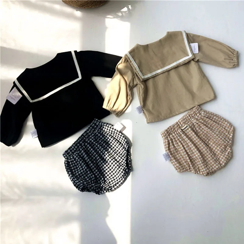 2025 New Spring Toddler Baby Girl Boys Clothes Suit Long Sleeved Corduroy Shirt+PP Shorts Newborn Baby Girls Boys Clothing Set