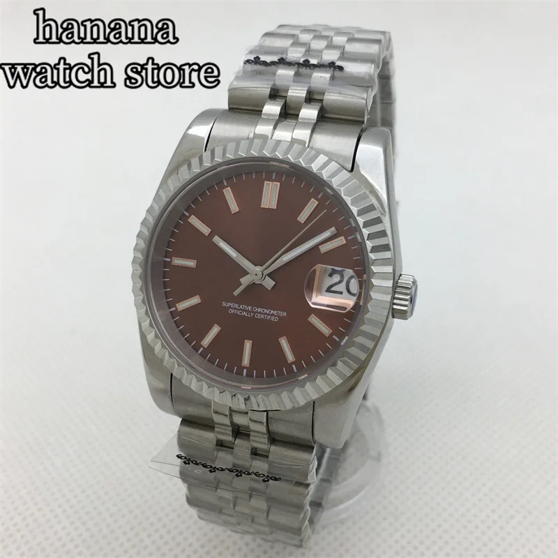 BLIGER NH35A Men's Mechanical Watch 36mm/39mm recessed bezel Sapphire Crystal Black Blue Green Red Pink dial Green luminous date