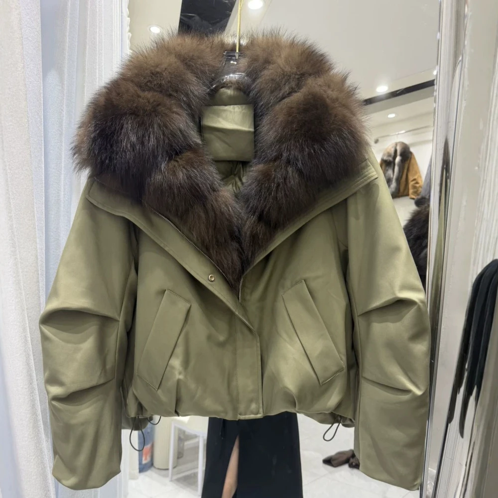 OFTBUY Short Duck Down Padding Women Luxury Zipper Closer Down Jacket with Natural Fur for Women Windproof for Everyday Jacket