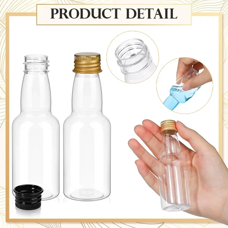 30pcs 30ml-150ml Plastic Mini Liquor Bottles Empty Portable Reusable Drink Container for DIY Juice Wine Alcohol Birthday Wedding