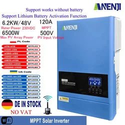 6200W 48V Inverter solare ibrido 220V On/Off Grid Inverter fotovoltaico Onda sinusoidale pura PV 500V 120A Regolatore di carica solare