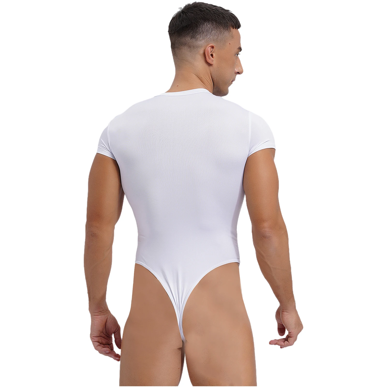 Justaucorps de sport coupe haute pour homme, manches courtes, bouton pression, entrejambe, combinaison de batterie, barboteuse, pyjama Snappies, maillot de corps, document solide, 1 pièce