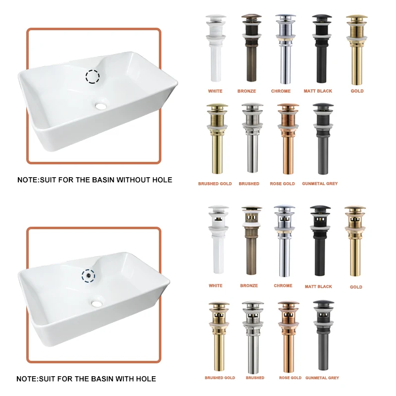 Bathroom Basin Sink Brass Pop Up Drain Waste Stoppers With or Without Overflow Hole Washbasin Bathroom Faucet Accessories