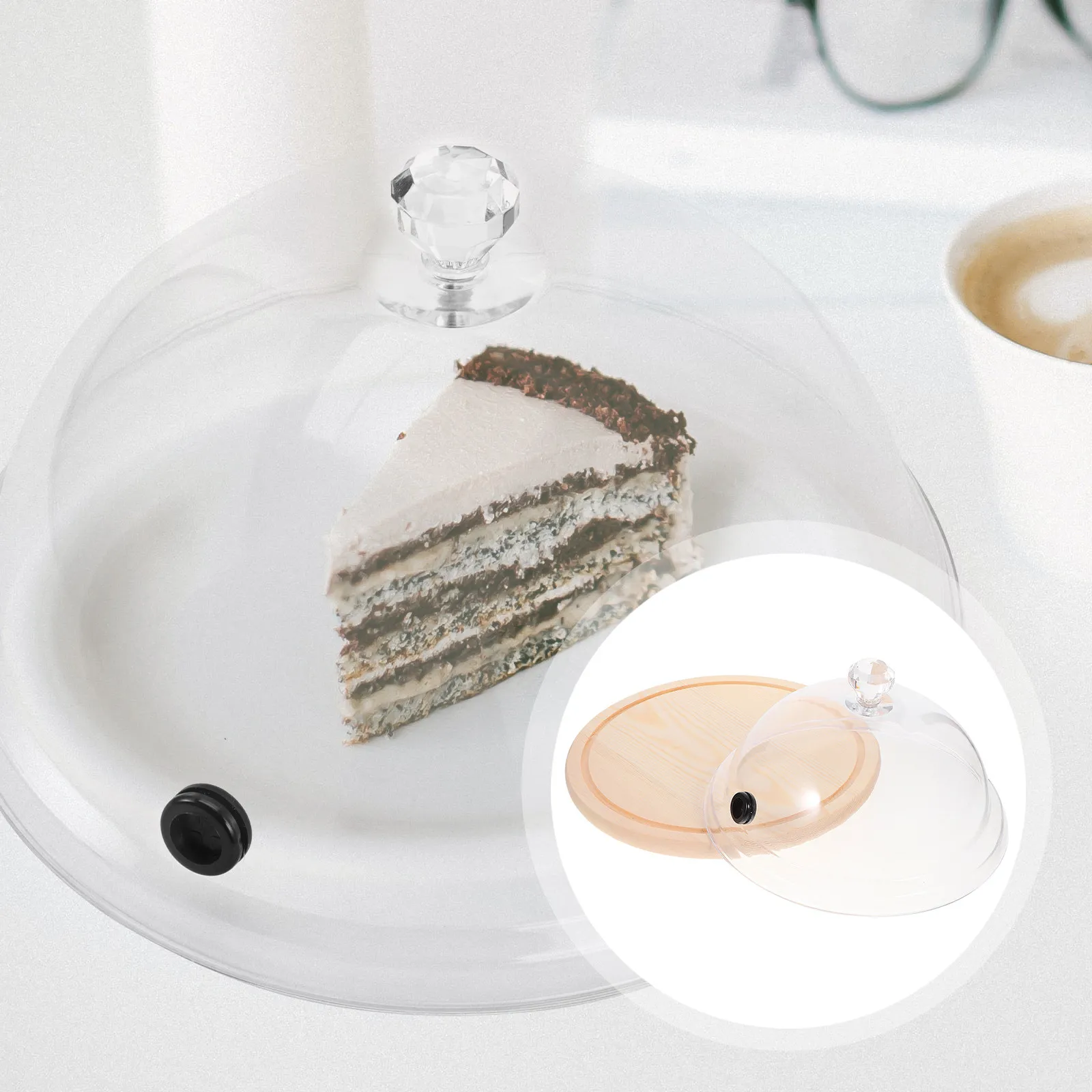 

Clear Plastic Cake Dome with Base Smoking Cover Transparent Food Dome Protective Display Lid Clear Cake Cover Household Food Lid