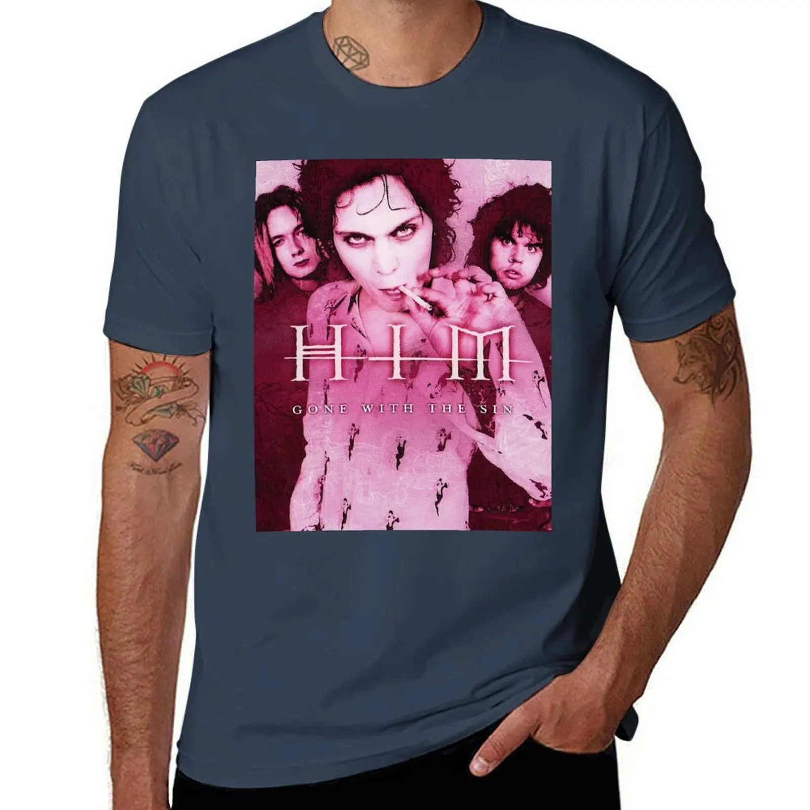 

Him Band Ville Valo Heartagram Gone With The Sin Cover T-Shirt t shirt man casual graphic t shirts for man T-Shirt