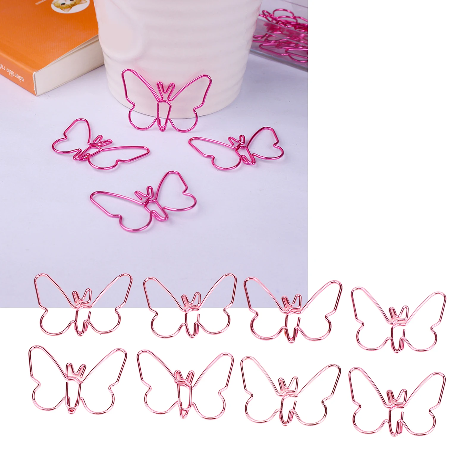 50Pcs Pink Butterflies Paperclip Cartoon Color Plating Innovative Cute Paperclips for Office Home School Pink,Butterflies,Paperc