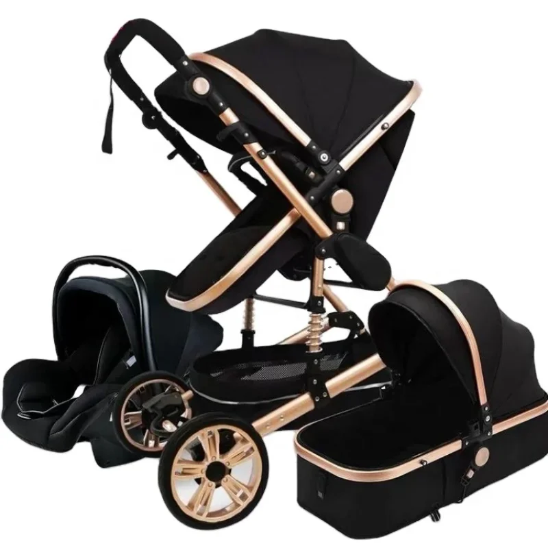 

Safe And Modern Design With Aluminum Alloy Tube Baby Carriage/2023 Hot Sell New Model 3 in 1 Baby Stroller Leather Baby Carriage