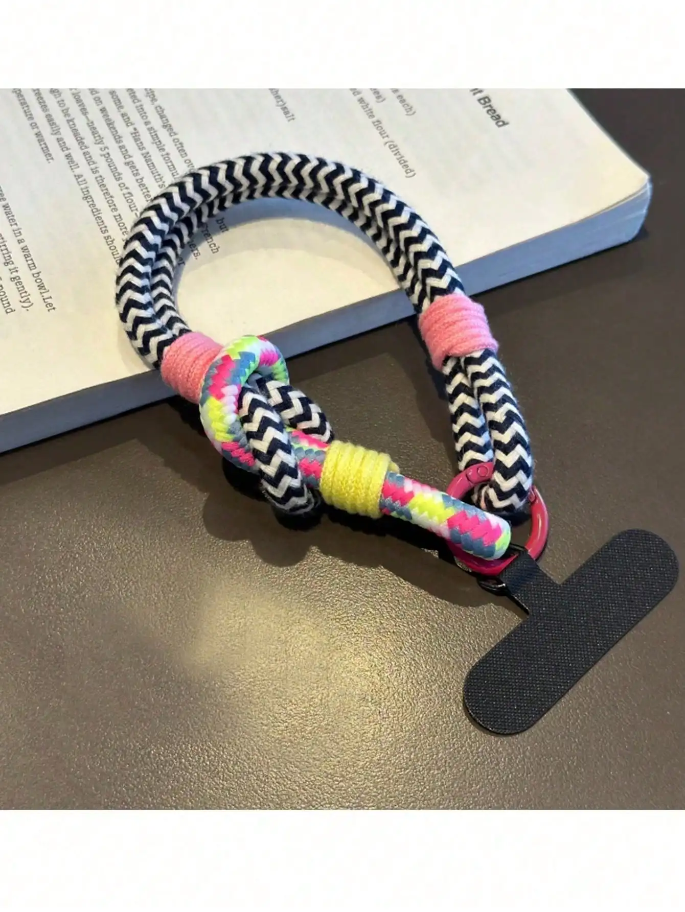 

1pc Creative Colorful Braided Phone Hanging Lanyard, Short Sturdy Dual Strap Wrist Strap With Clip, Anti-Lost Phone Chain