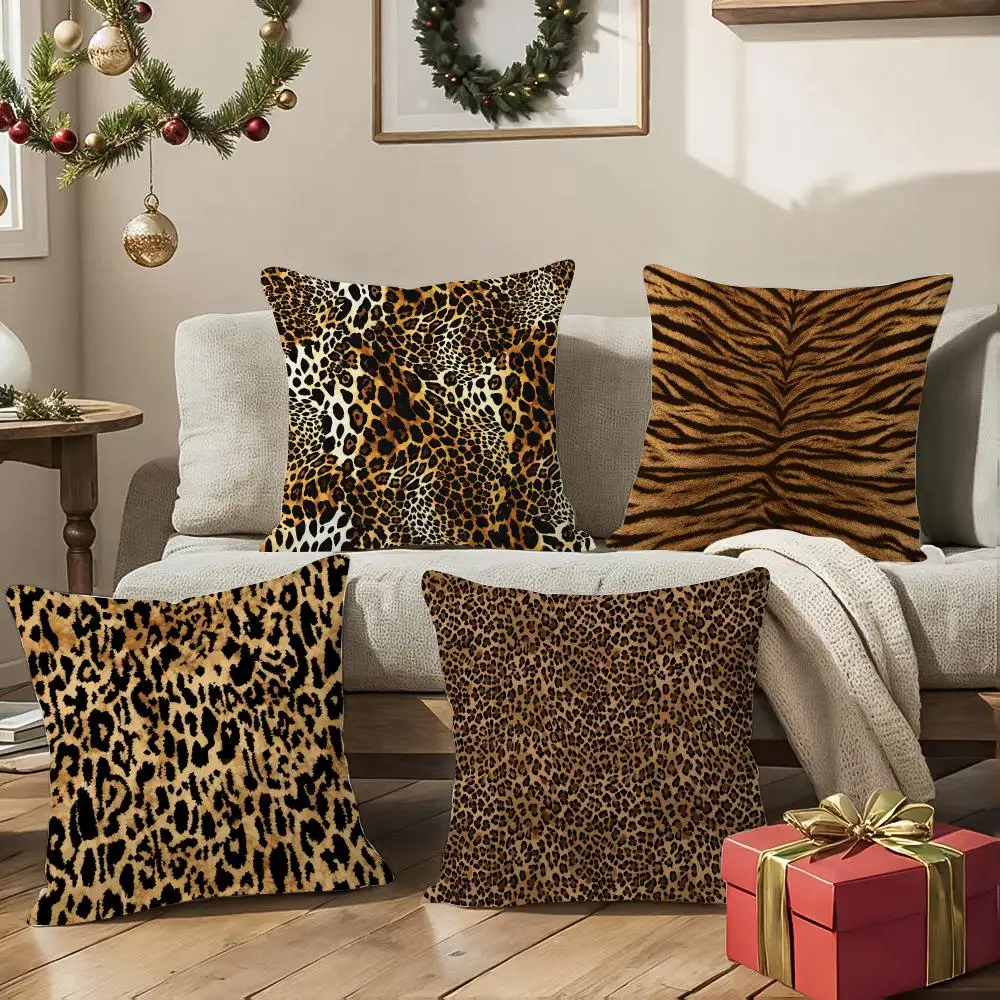 Golden Safari Motifs Cushion Cover 1/4Pcs Soft Plush Cushion Case Throw Pillowcase Cozy Home Sofa Bed Living Room Decor