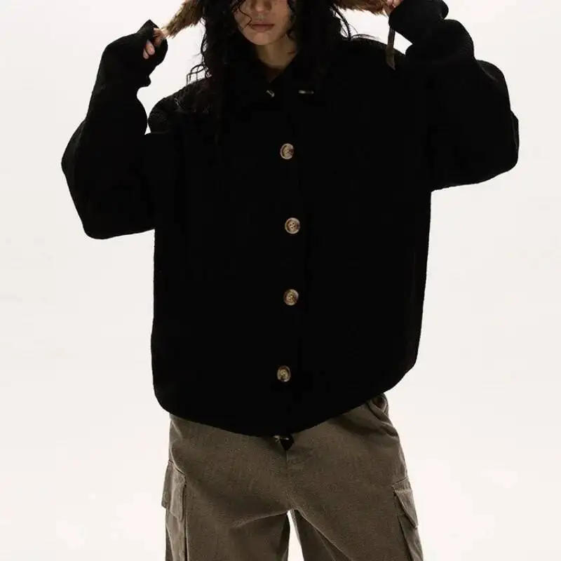 

Women Knitting Sweater Cardigan 2025 Autumn Winter Women's Retro Button Stand Collar Sweater Elegant Knitting Cardigan Outerwear