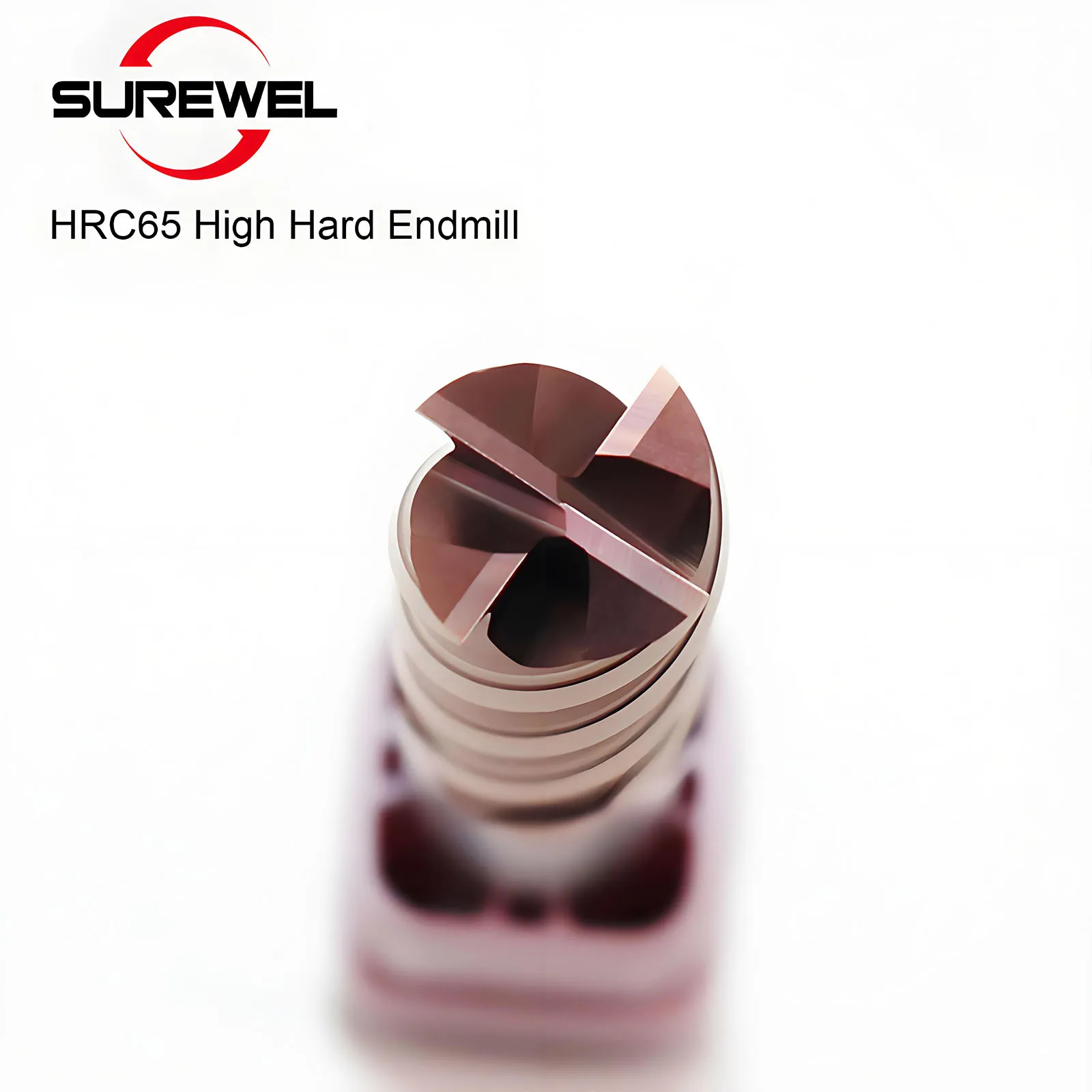 SUREWEL 4flute hooghardende vingerfrees, HRC65 wolfraamstaal voor efficiënte CNC-bewerking, grove,semi-nabewerking,bewerking van gebogen oppervlakken Langdurig, slijtvast