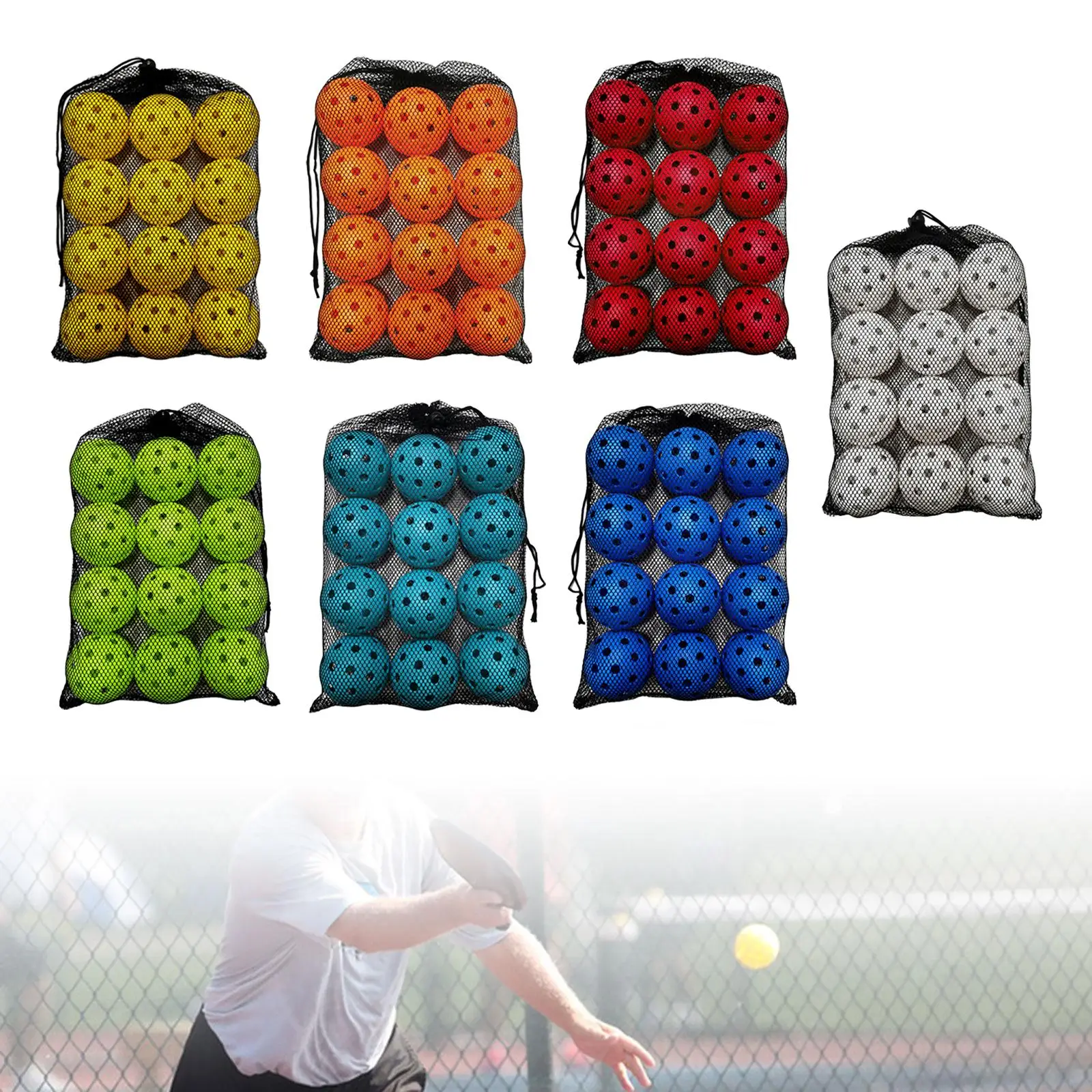 12 Pieces Pickleball Balls Standard Specifically Designed Practice Accessories for Sanctioned Tournament Play Outdoor Courts