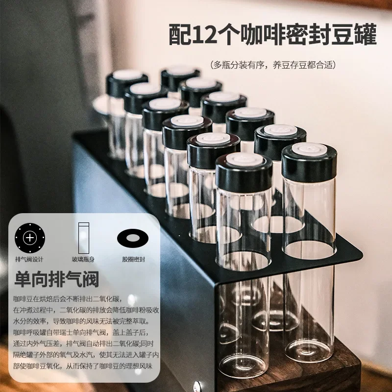 Coffee bean test tube display rack, solid wood storage rack