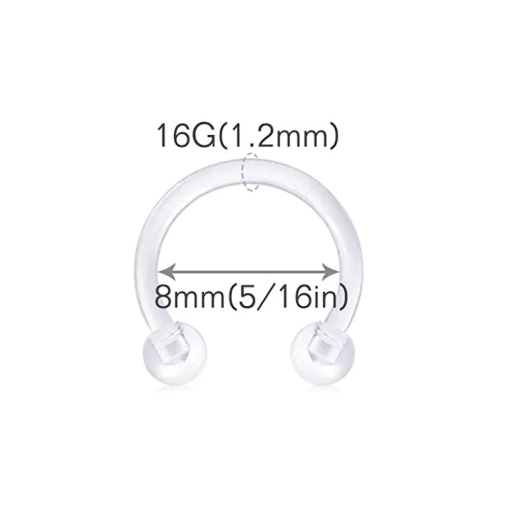 5pcs Clear Nose Septum Ring Set