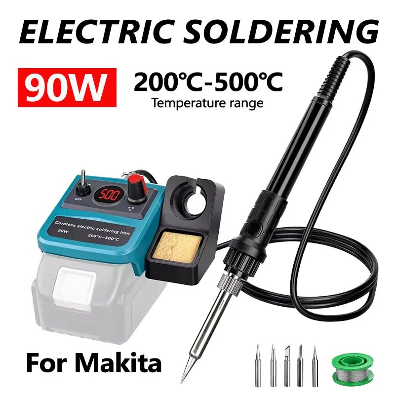 Für Makita Akku 18/20V Kabellose Lötstation Tragbarer Lötkolben mit Schweißdrähten 5 Stück Spitzen