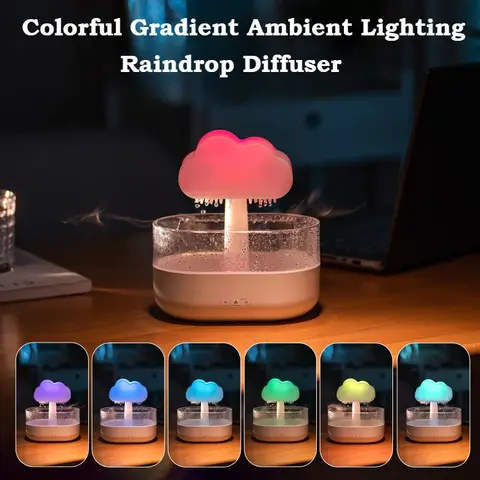 KINSCOTER 비 구름 아로마 디퓨저 Zen Raindrops 가습기 에센셜 오일 디퓨저 USB 데스크탑 초음파 분무기