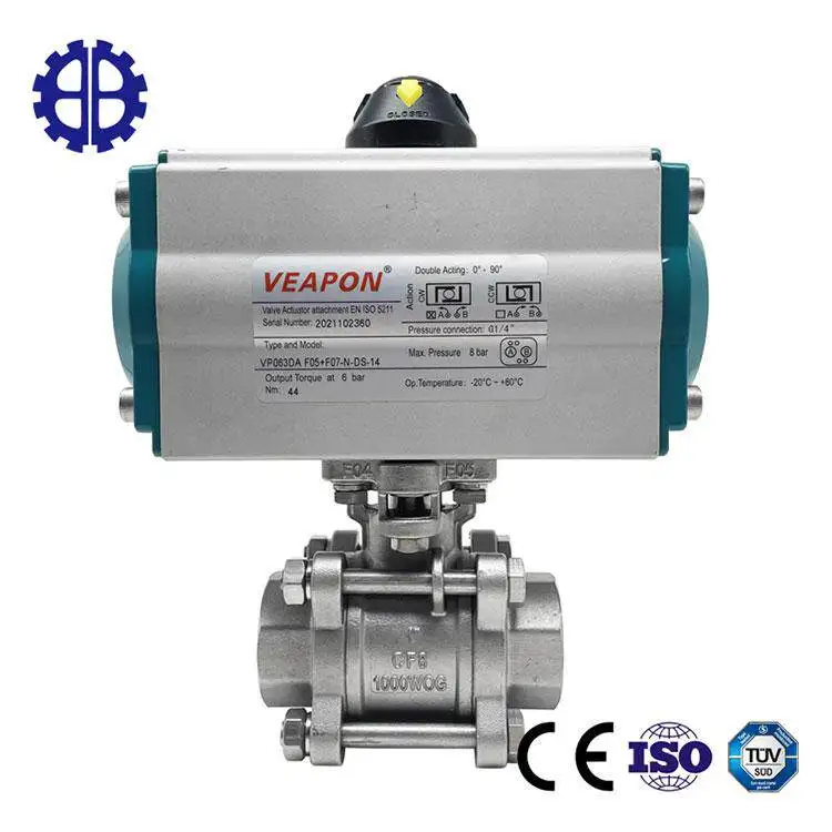 New pneumatic wire buckle ball valve Q611F-16P one piece/two pieces/three pieces, three-way threaded ball valve DN50