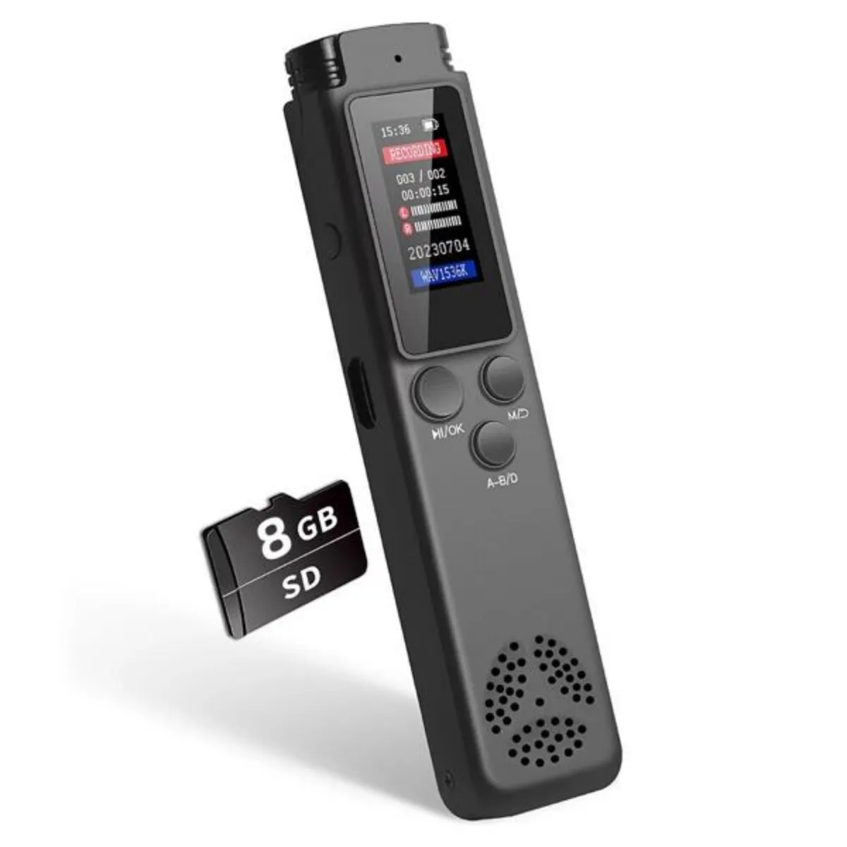 

8GB Digital Voice Recorder Dictaphone Audio MP3 Player Sound Recording Device Noise Reduction WAV Record Pen 24hr Recording