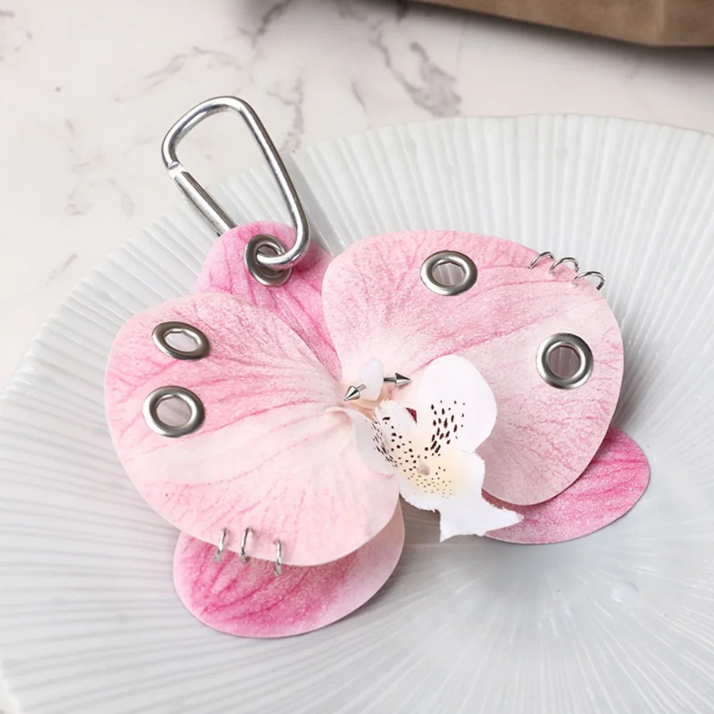 Fashion Simulation Flower Orchid Lily Keychain Colorful Gifts Simulation Flower Keyring Backpack Decoration Flower Bag Pendant