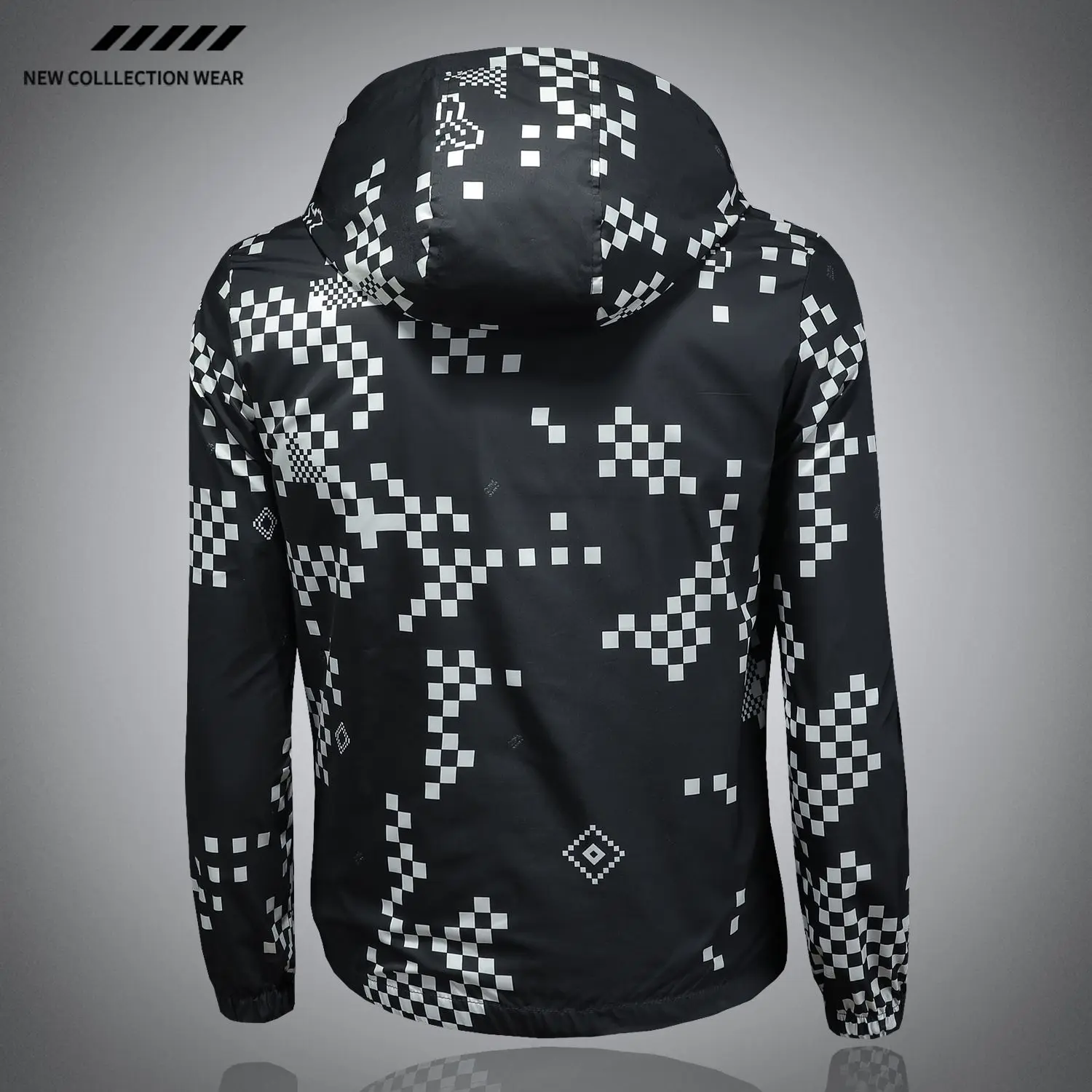 العلامة التجارية العصرية الرجال معطف جديد الرجال روفيان وسيم الراقية منقوشة الطباعة سليم المناسب مقنعين سترة غير رسمية الربيع والخريف