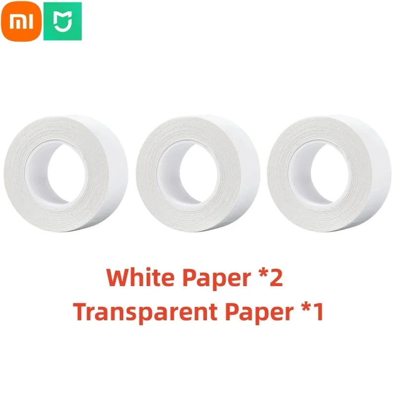 Original Xiaomi Mijia Label Paper 3 Rolls Rubbing Thermal Printing Paper White Transparent For Xiaomi Label Printer