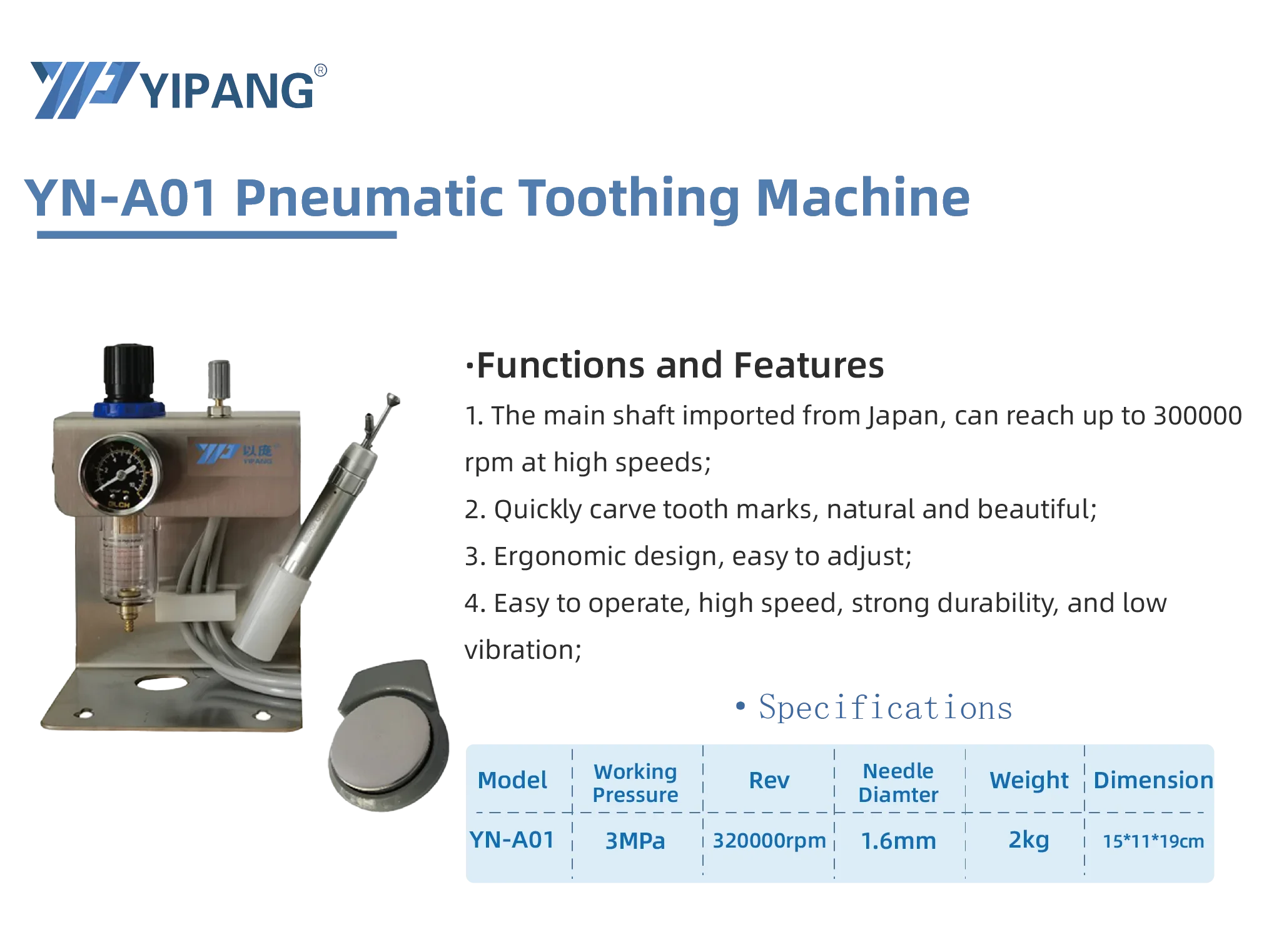 YIPANG Pneumatic Toothing Machine  Lab Pro Craft Series Precision Cutting Device Orthodontic Tool Custom Mold Creation