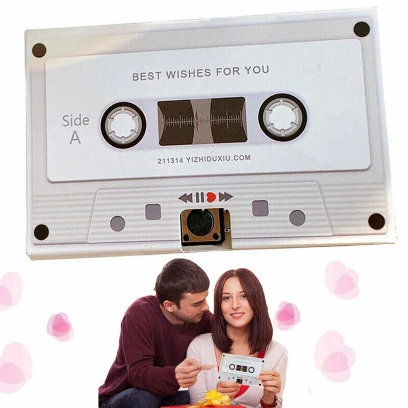 Sentimental Voice Message Recorder Stylish Message Recording Cassette Tape Customizable Sound Greeting Card for Couple