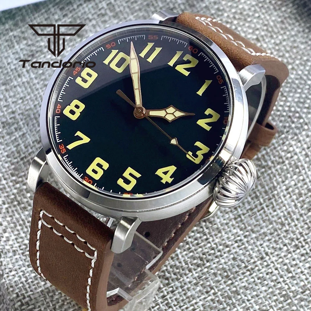 Tandorio Rvs/CUSN8 Brons 46.5Mm Automatische Mannen Polshorloge PT5000 NH35A Beweging Sapphire Crystal Screwdown Kroon