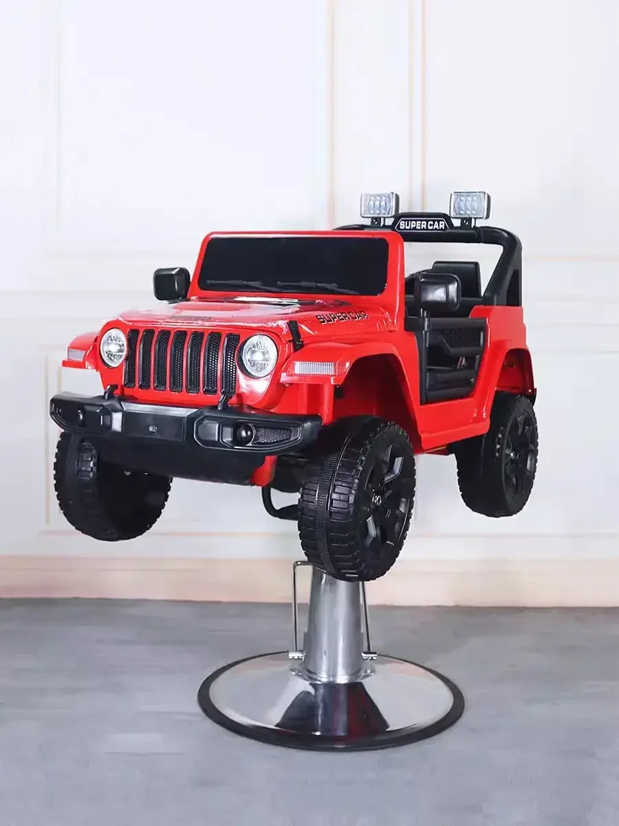 Kursi Pangkas Rambut Anak Model Kartun Roda Hitam, Furnitur Salon, Bahan Logam Stainless Steel untuk Bayi dan Anak-Anak