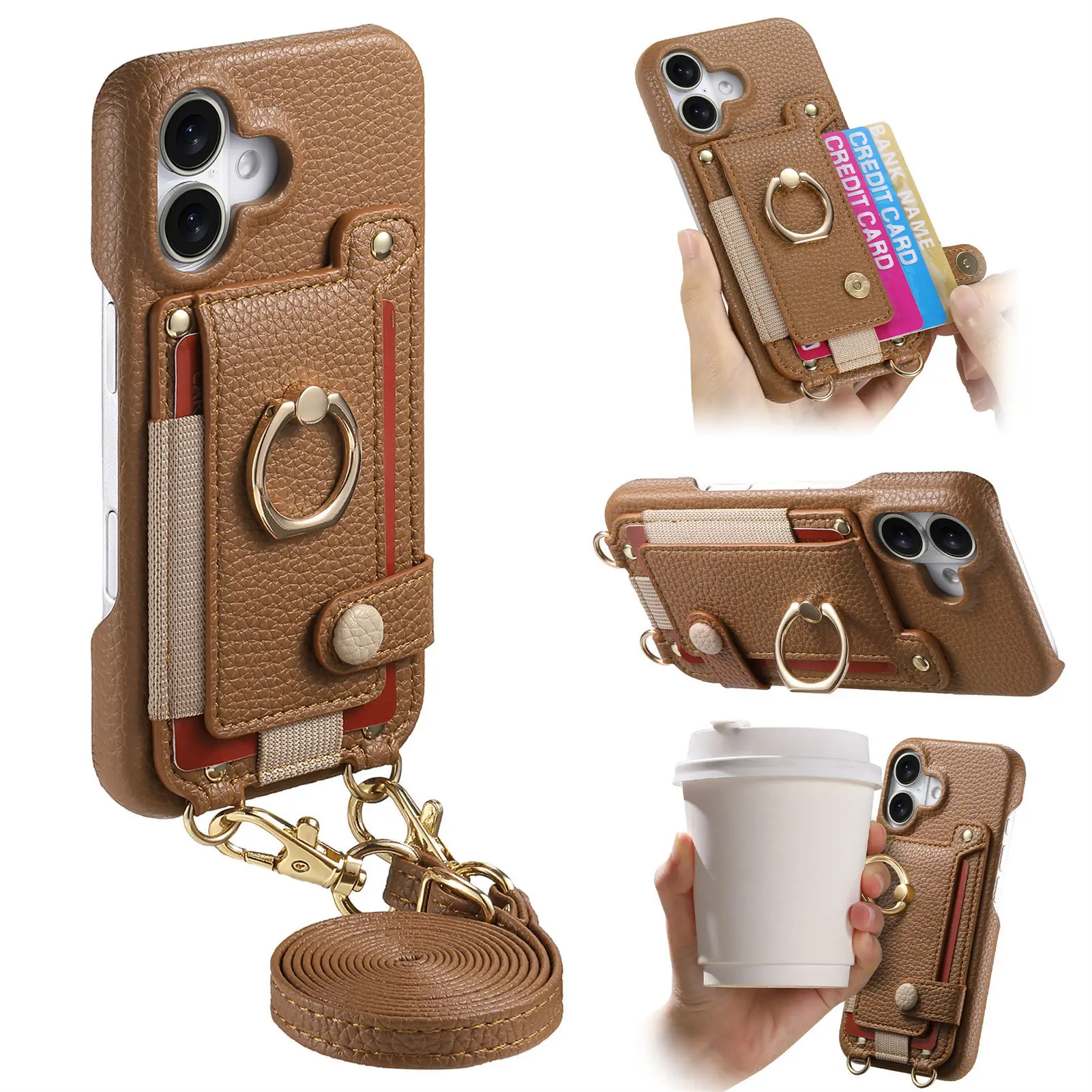 

Crossbody Card Bag Case For Xiaomi 15 Pro Finger Ring Leather Anti Seismic Anti Drop Phone Cover For Xiaomi 15 Mi15 Funda