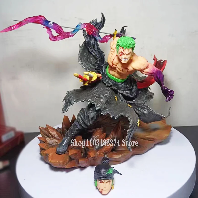 

Anime IU Zoros Figurine 1stroke Flow One Piece Bloodbath Roronoa Zoro Figures Double Headed Model 25CM PVC Collection Toys Gift