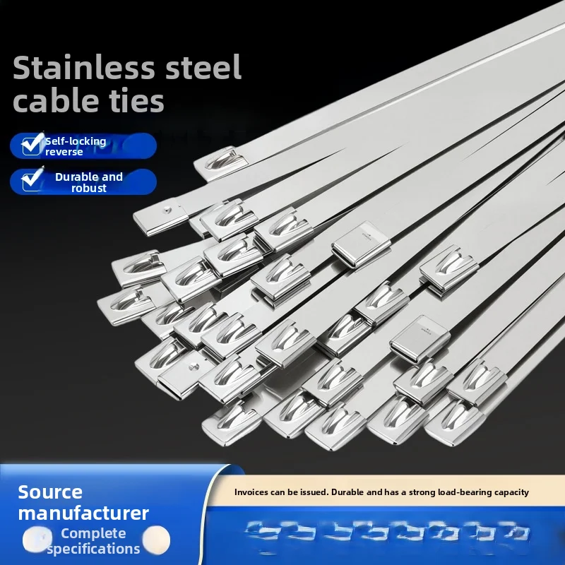 Stainless Steel Cable Ties Self-Locking Heavy Duty Reusable Metal Zip Ties for Exhaust Pipe Wiring Harness