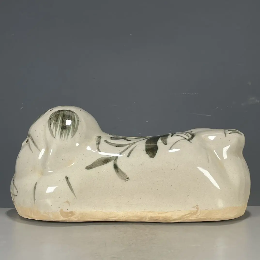 Ming & Qing Antique-Style Ceramic Ornament, Ancient Song Cizhou Ware Baby Boy Porcelain Pillow