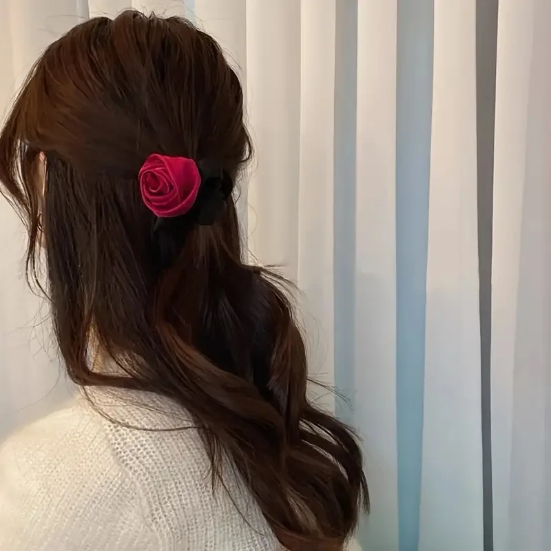 Dickdarm Ring Mode Mädchen Frauen Kopfbedeckungen Neue Französisch Satin Rose Haarband Pferdeschwanz Haar Styling Werkzeuge Zubehör