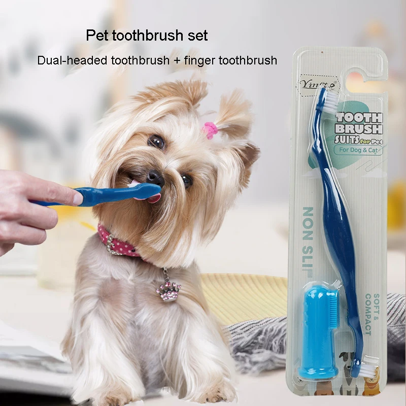 

Pet Supplies Toothbrush Set Dog And Cat Toothbrush Finger Toothbrush Double-headed Toothbrush Oral Cleaning Set