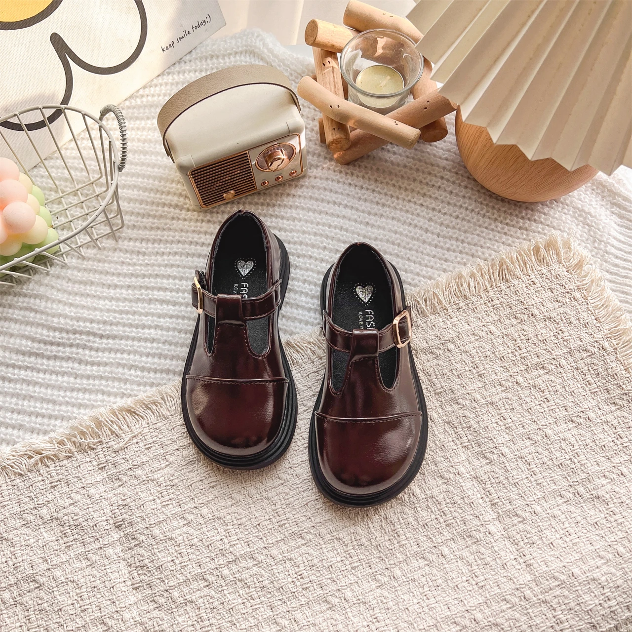 Spring Girl's Leather Shoes Sewing Hook-loop Daily Chic Kid's Flat Shoe Black Brown Anti-slip Glossy School Children Shoes 7-12Y
